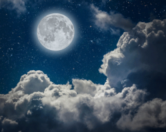 full moon and clouds